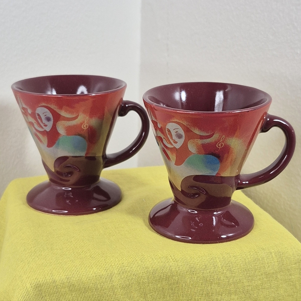 2 Vtg 1999 Frangelico Espresso Cups Linda Frichtel Artist Signed